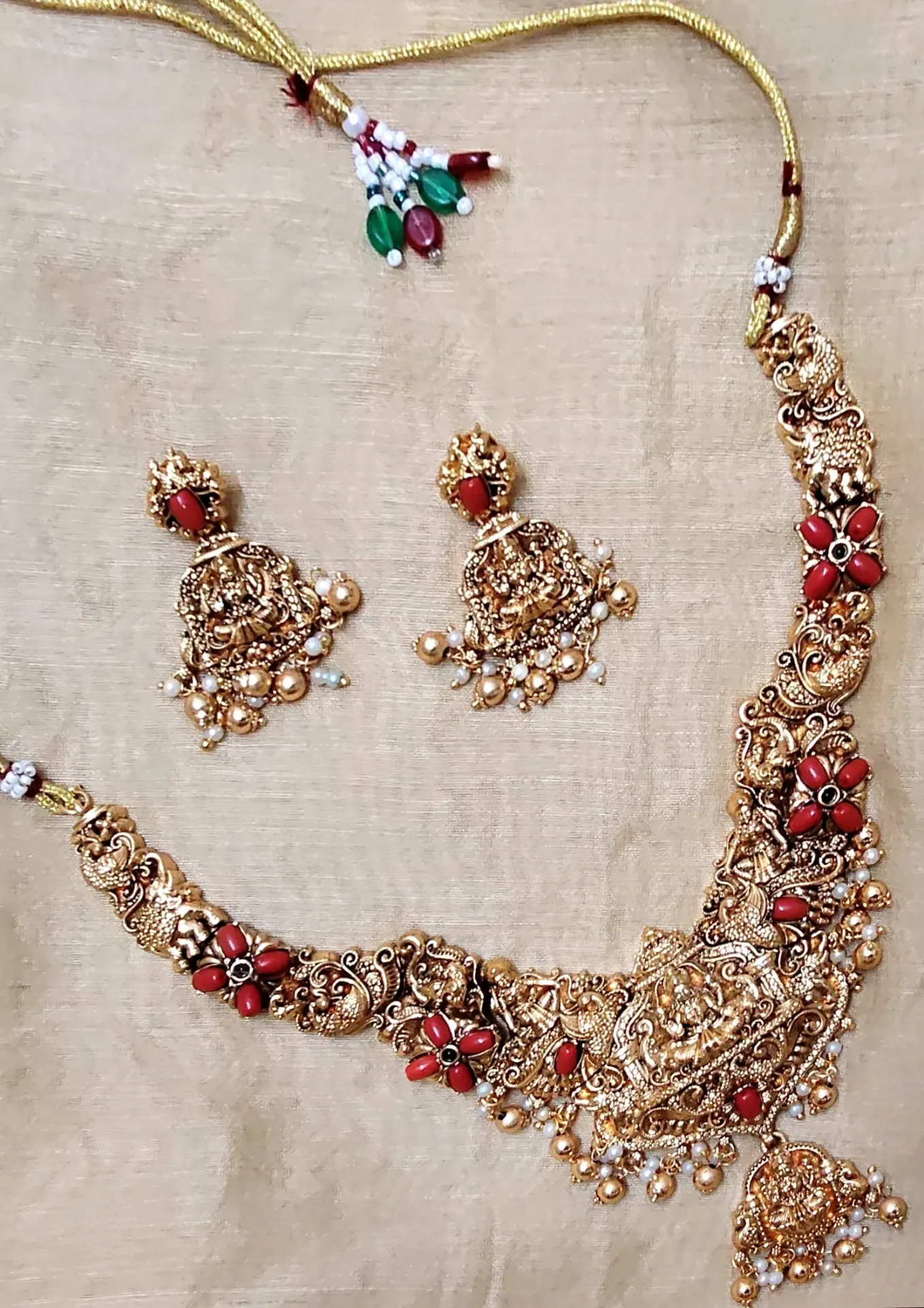 Coral design Lakshmi nagas necklace set